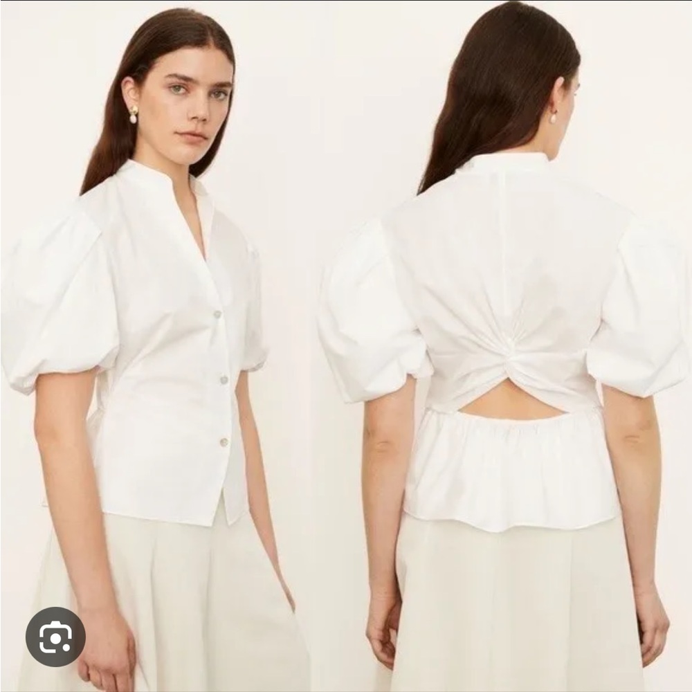 Vince Puff Sleeve Open Back Blouse